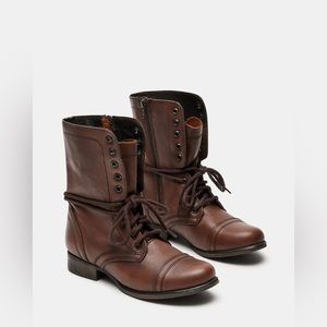 Steve Madden Troopa Leather Combat Boots Brown Size 7.5
